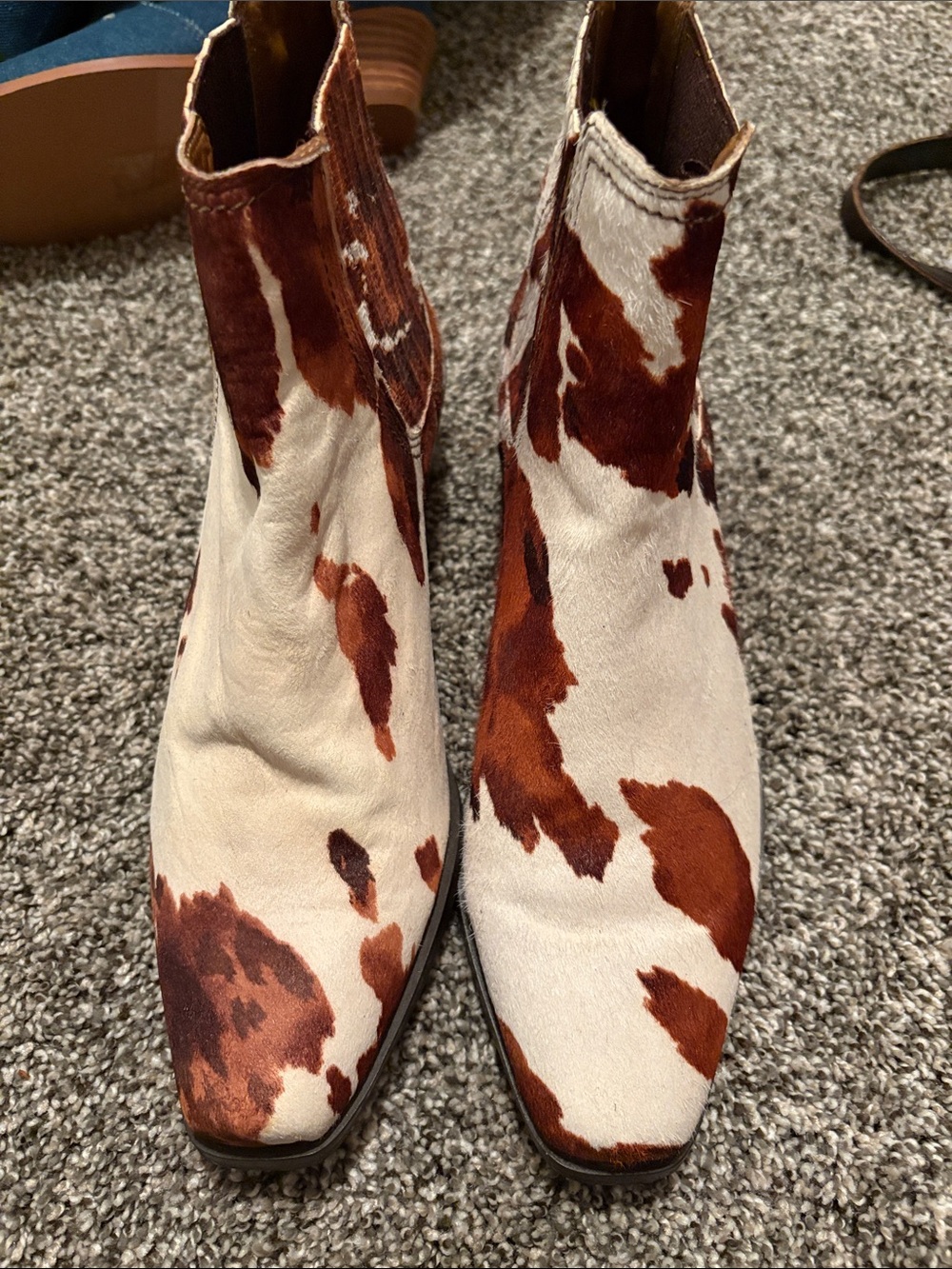 Zara pony hair cowprint boots sz 38
